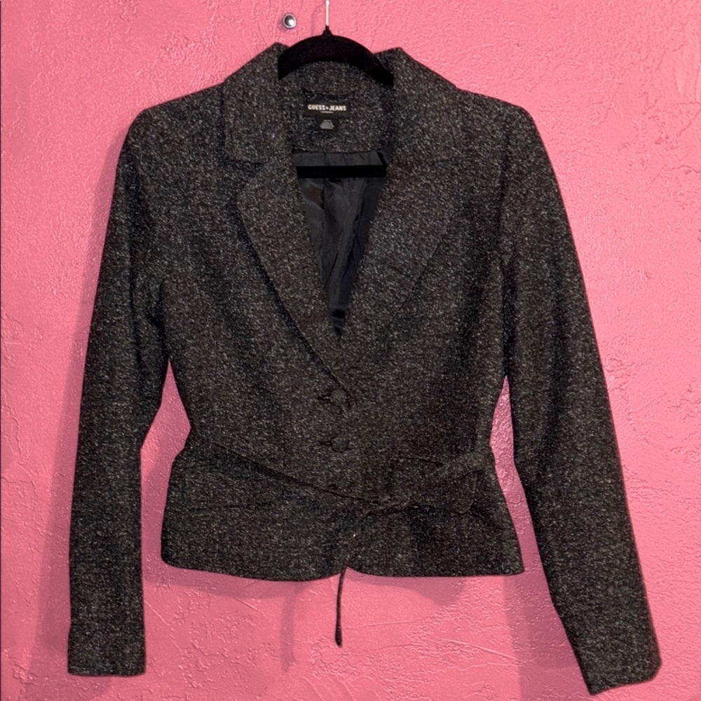Guess Women's Charcoal Gray Tweed Blazer Jacket